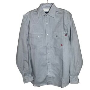Forge FR Flame Resistant Western Snap Shirt Mens Small Blue White NWT CAT 2